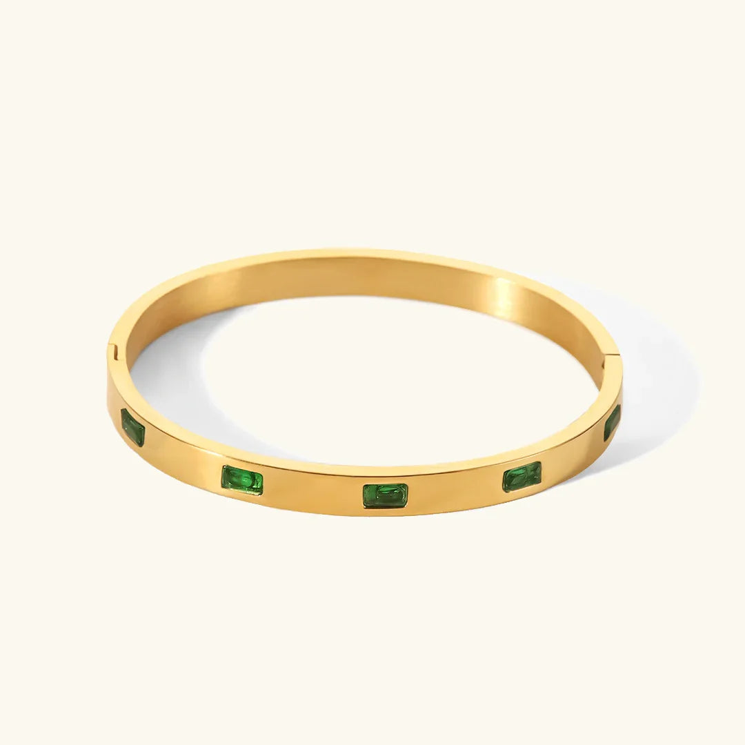 Gold-Plated Bangle with AAAAA Diamond Bracelete