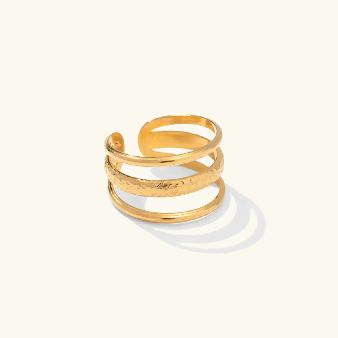 Gold-Plated 3-Layer Adjustable Ring