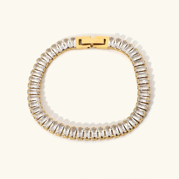 Gold-Plated Tennis Bracelet with AAAAA Diamond Simulants