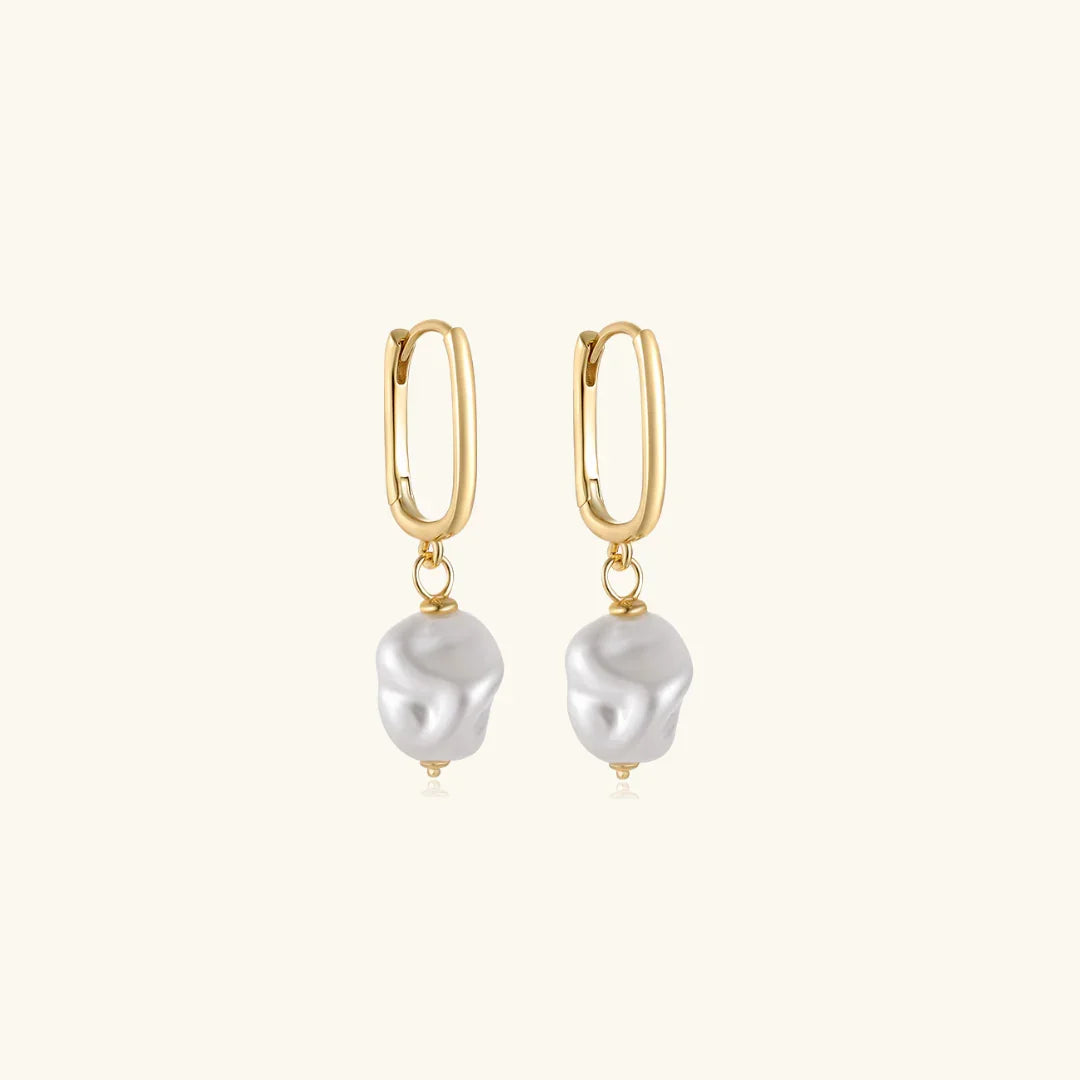 Gold-Plated Faux Pearl Drop Earrings for Women
