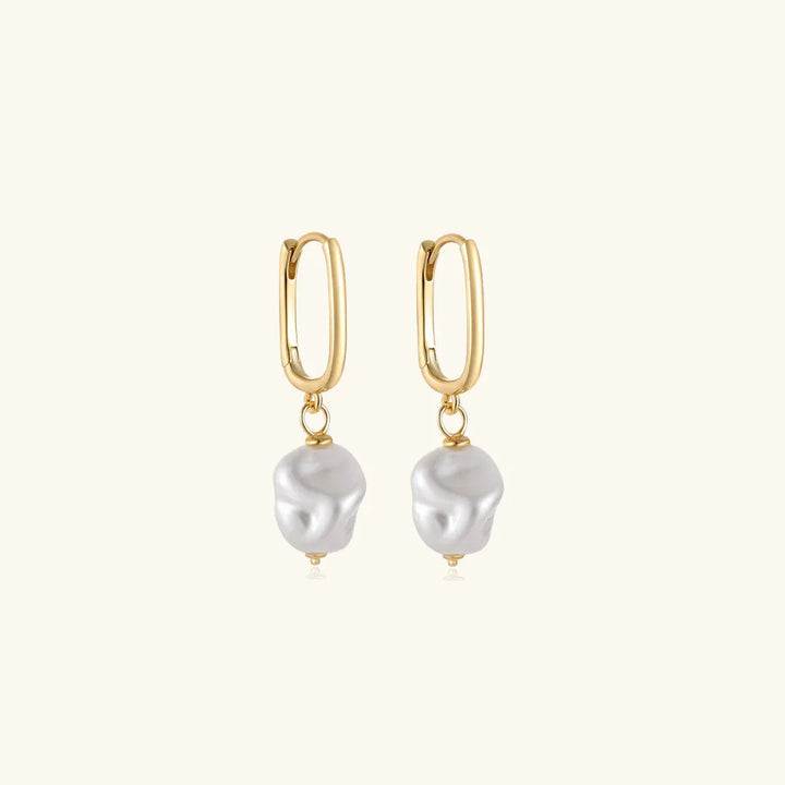 Gold-Plated Faux Pearl Drop Earrings for Women