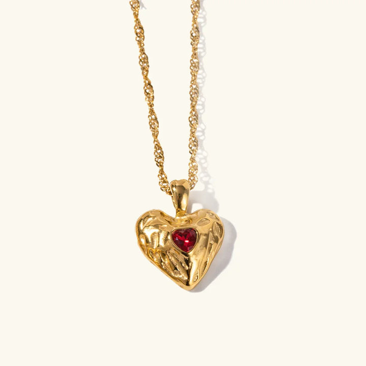 Gold-Plated Heart Necklace with Twisted Chain