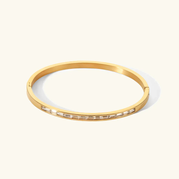 Gold-Plated Bangle with AAAAA Diamond Simulants