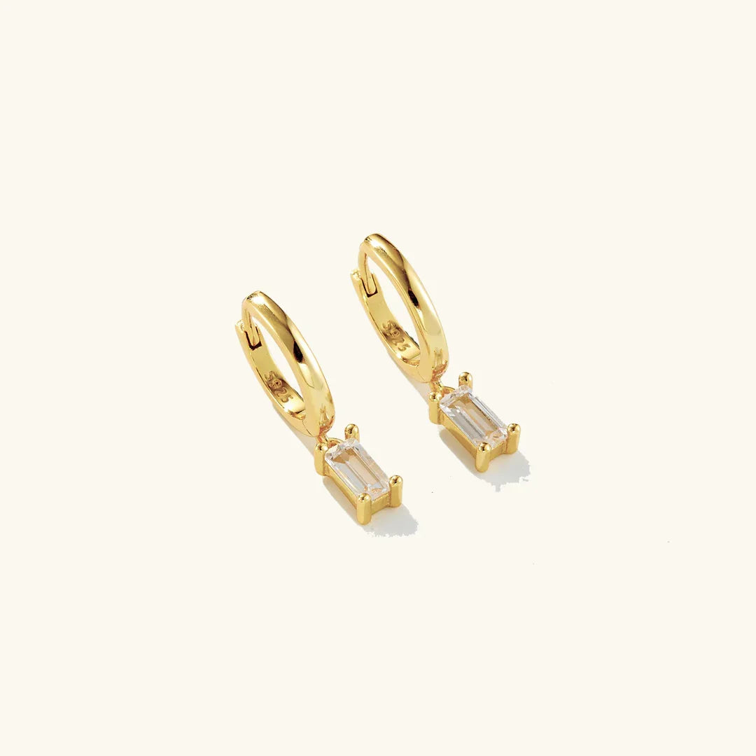 Gold-Plated Harlow Diamond Earrings with Sleek Hoop Design