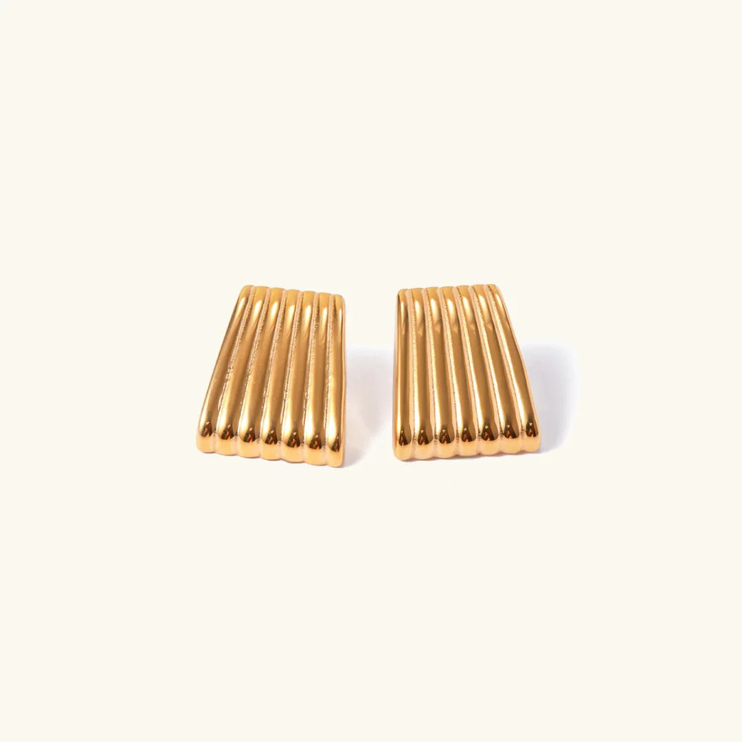 Gold-Plated Textured Bar Stud Earrings for Women