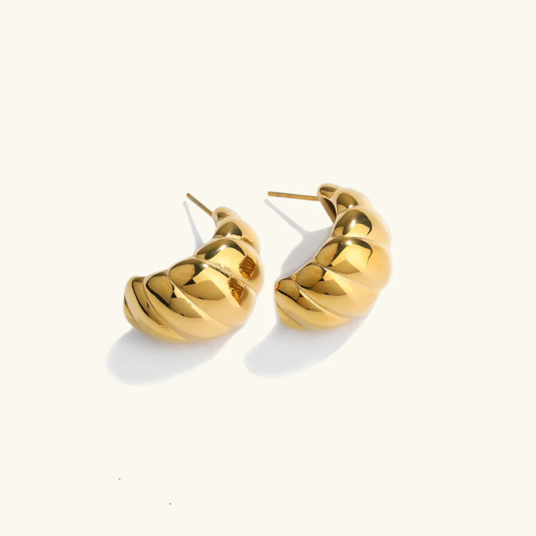 Gold-Plated Textured Huggie Earrings for Women