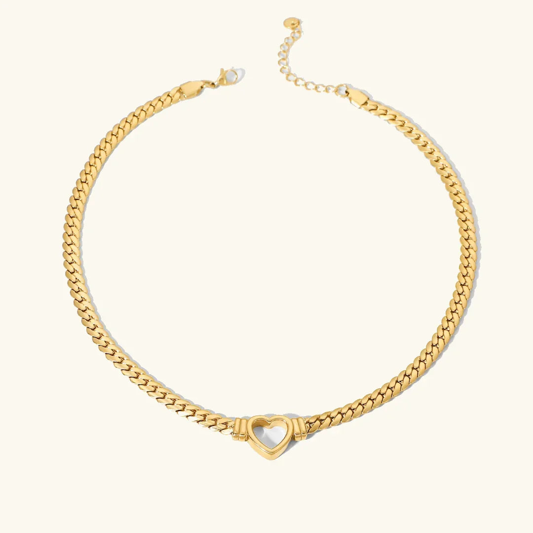Gold-Plated Heart Choker Necklace