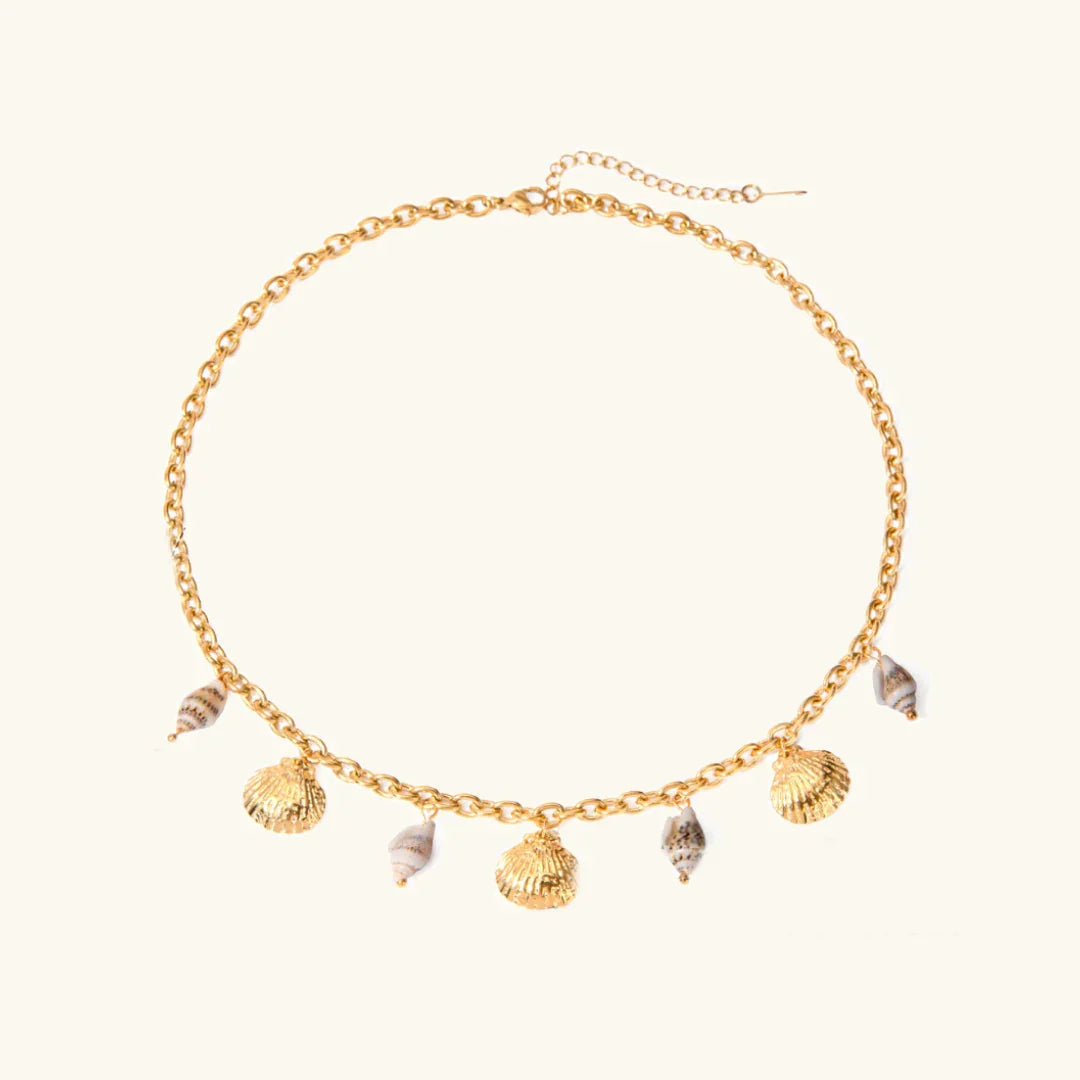 Gold-Plated Necklace with Seashell Pendants