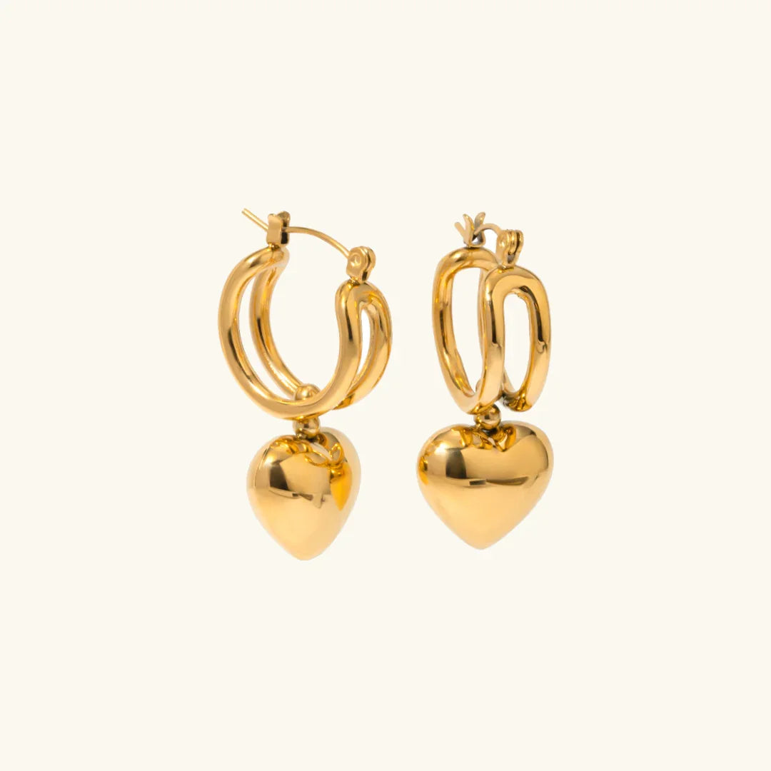 Gold-Plated Heart Drop Earrings for Women