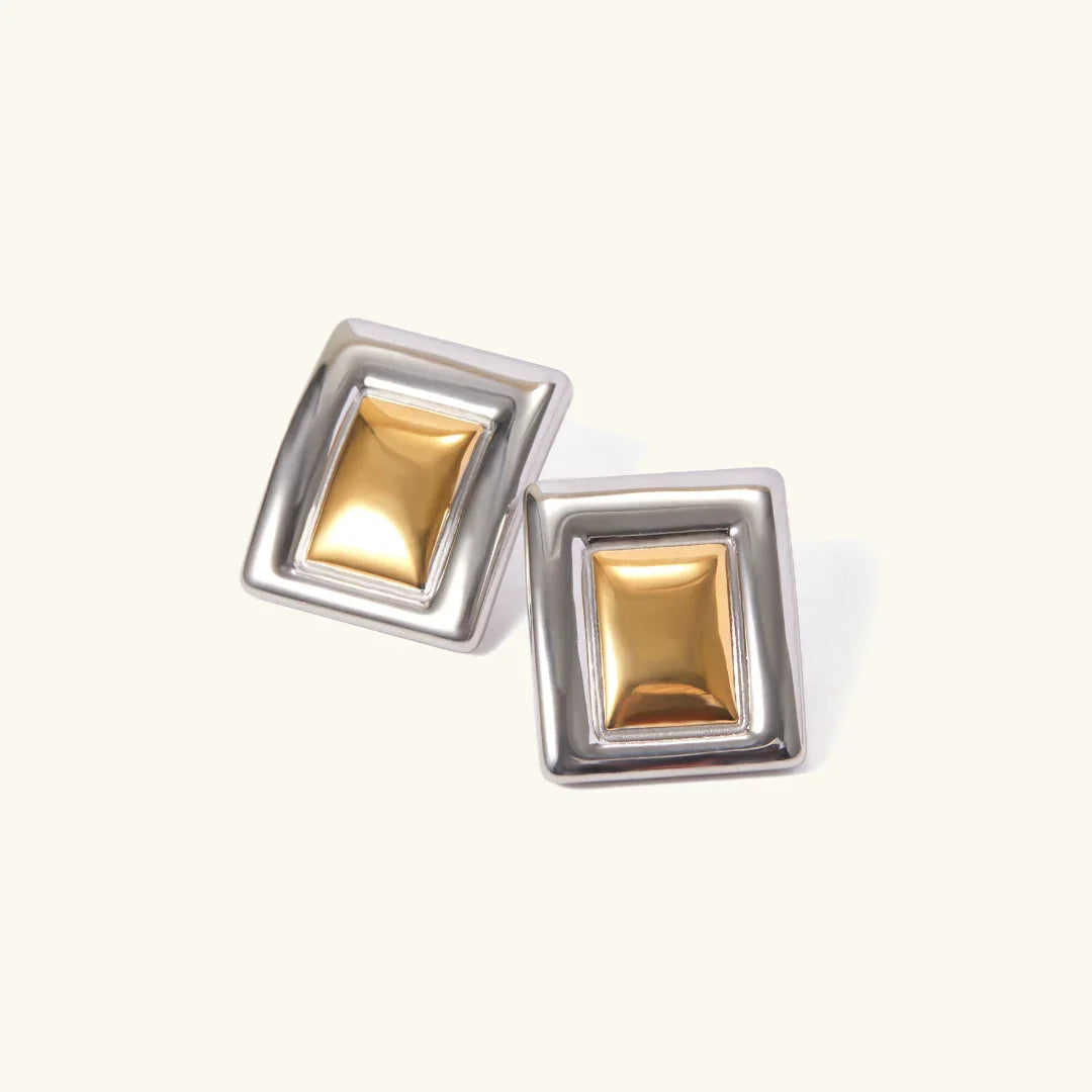 Gold-Plated Silver-Tone Stud Earrings for Women