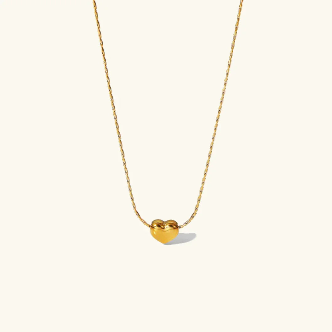 Gold-Tone Puffy Heart Pendant Necklace