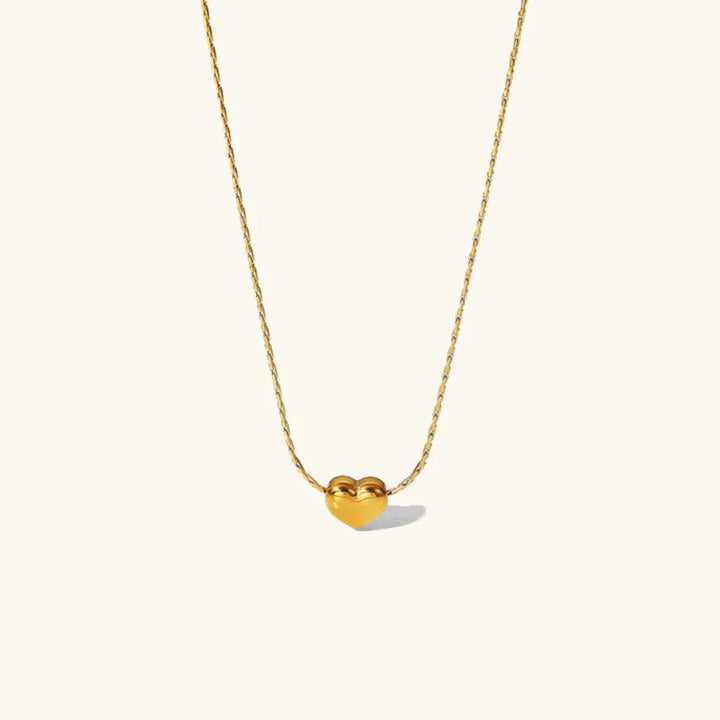 Gold-Tone Puffy Heart Pendant Necklace