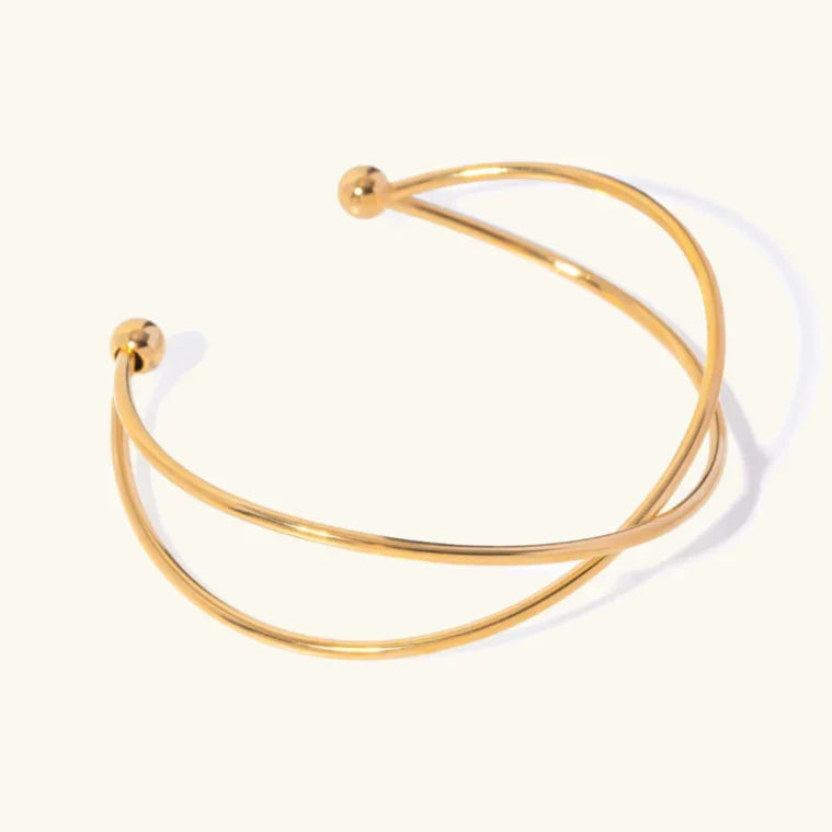 Gold-Plated Crossover Cuff Bracelet for Women
