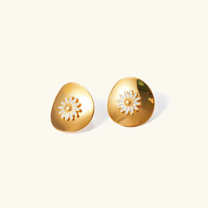 Gold-Plated Floral Stud Earrings for Women
