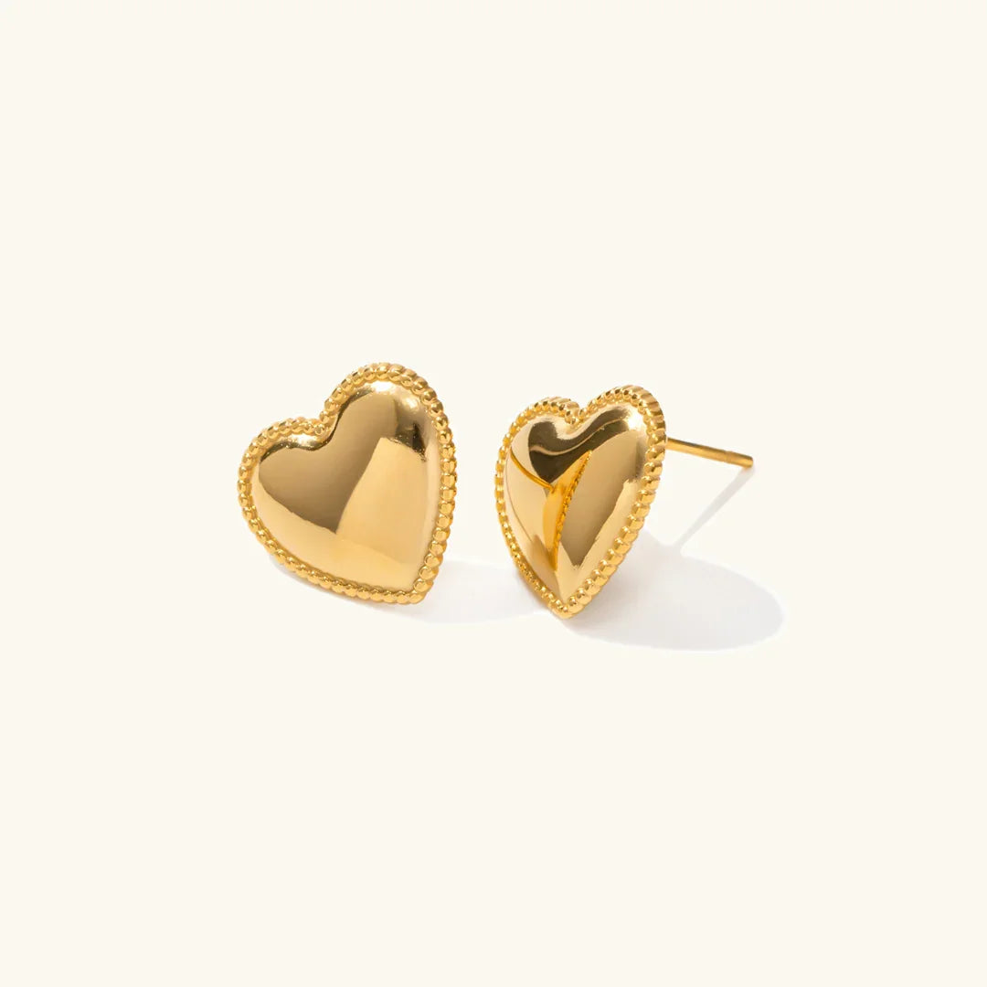 Gold-Plated Heart-Shaped Stud Earrings