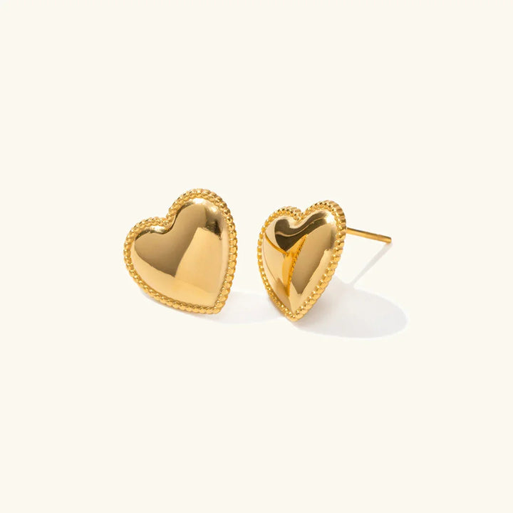 Gold-Plated Heart-Shaped Stud Earrings
