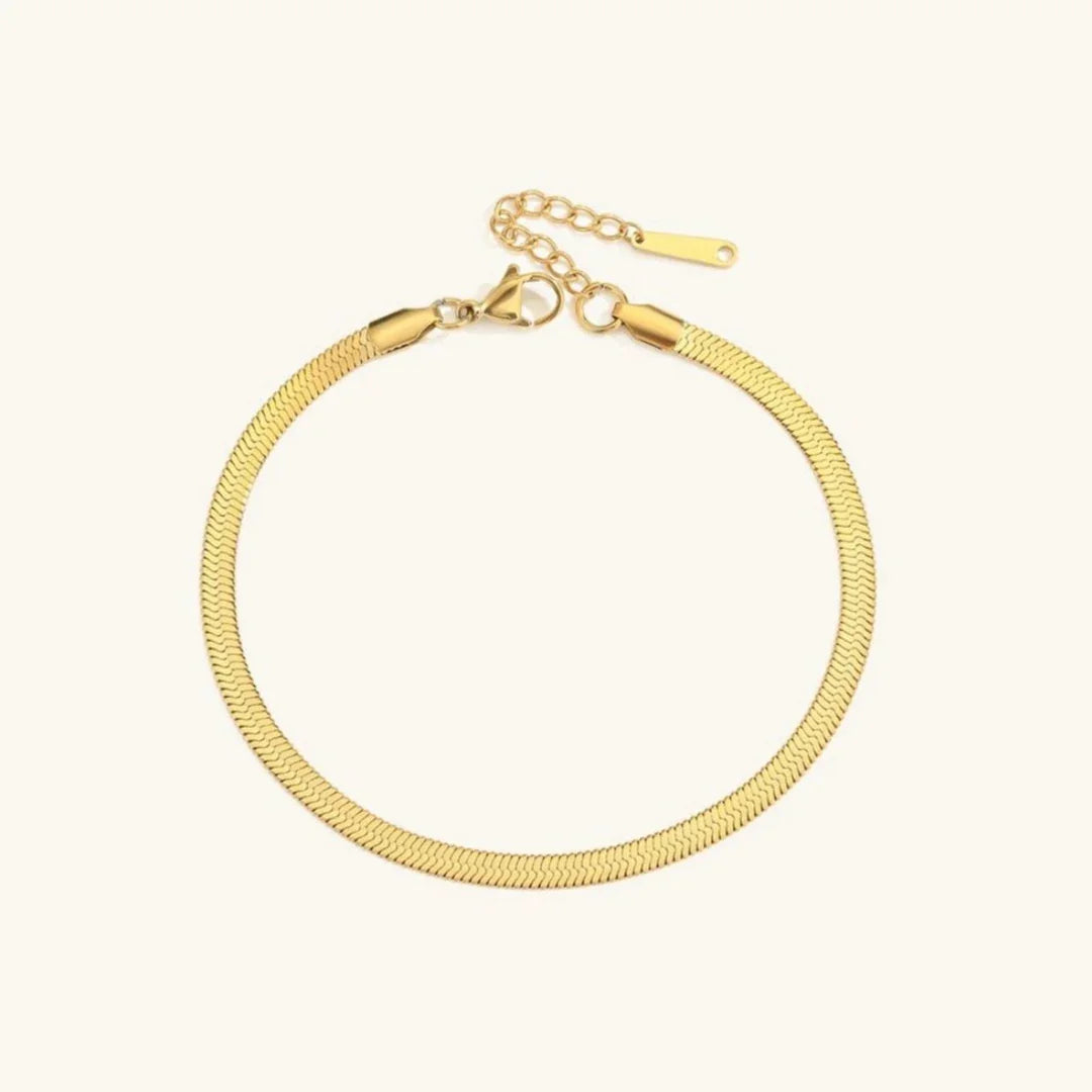 Gold-Plated Herringbone Chain Anklet for Women