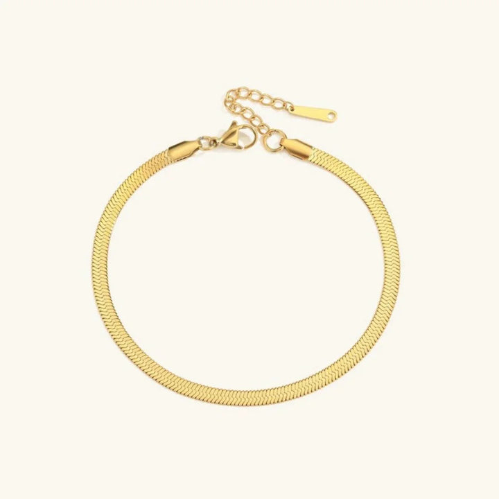 Gold-Plated Herringbone Chain Anklet for Women