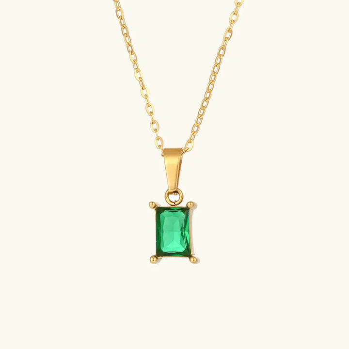 Gold-Plated Green Emerald Necklace