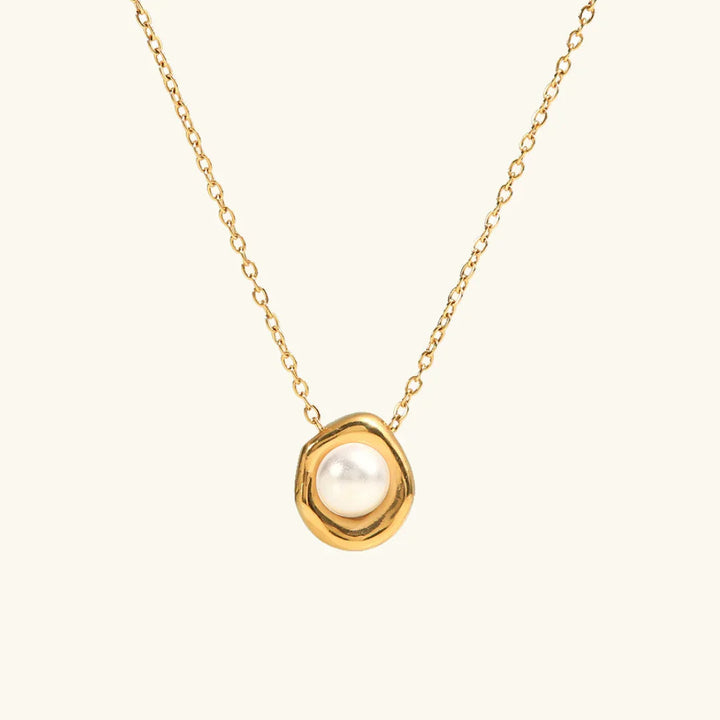 Gold-Tone Faux Pearl Oval Pendant Necklace