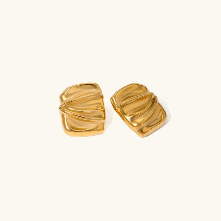 Gold-Plated Textured Stud Earrings for Women