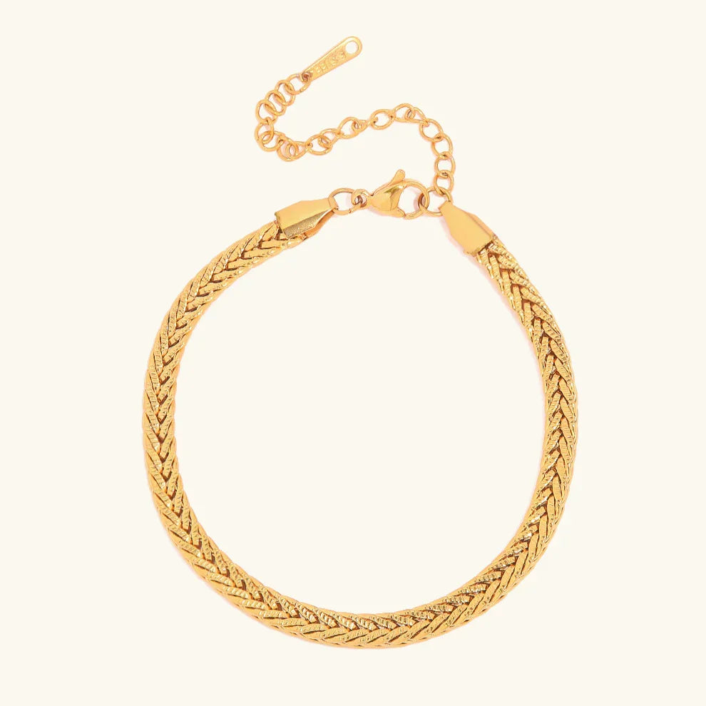 Gold-Plated Snake Chain Bracelet with Textured Finish