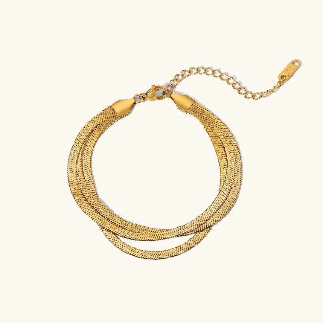 Gold-Plated Layered Herringbone Bracelet