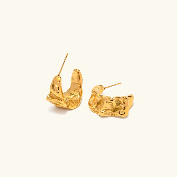Gold-Plated Textured Huggie Earrings for Women