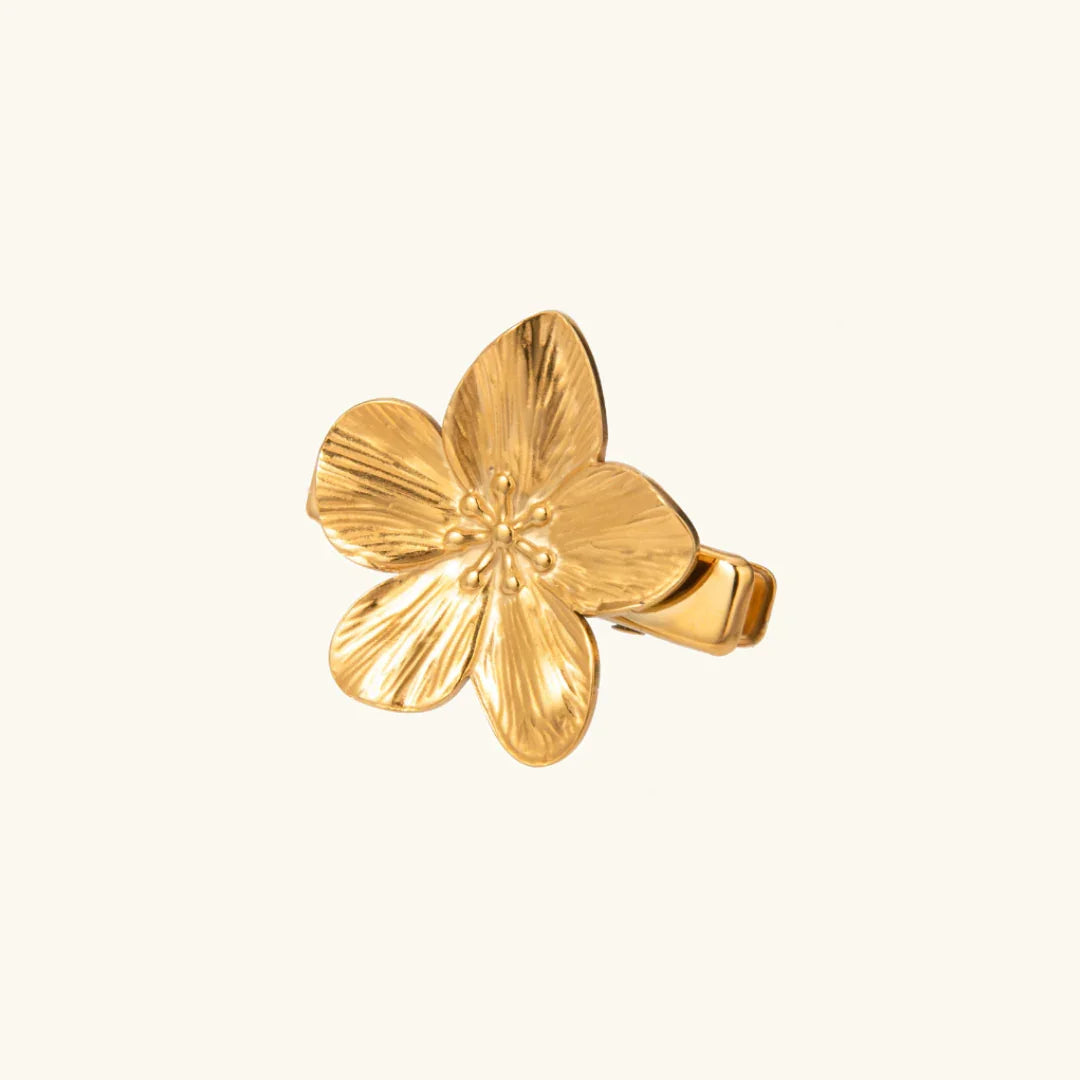 Gold-Plated Floral Hair Clip for Women
