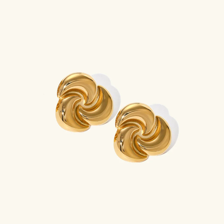Gold-Plated Geometric Petal Stud Earrings