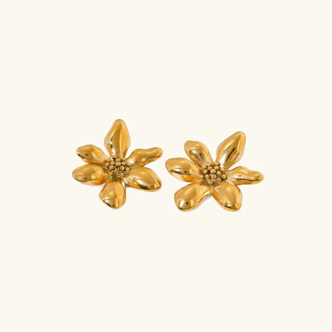 Gold-Plated Flower Petal Earrings