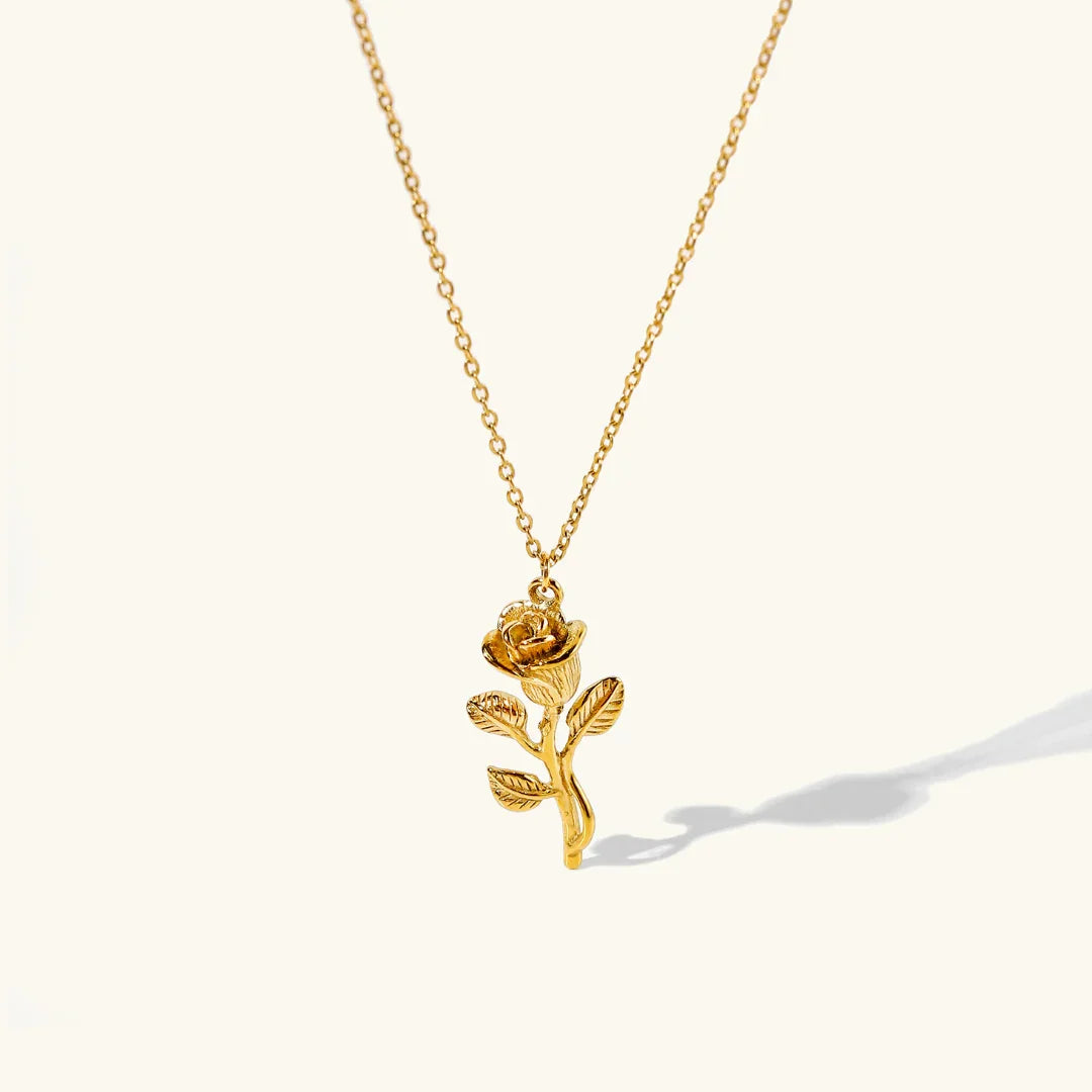 Gold-Plated Rose Pendant Necklace for Women