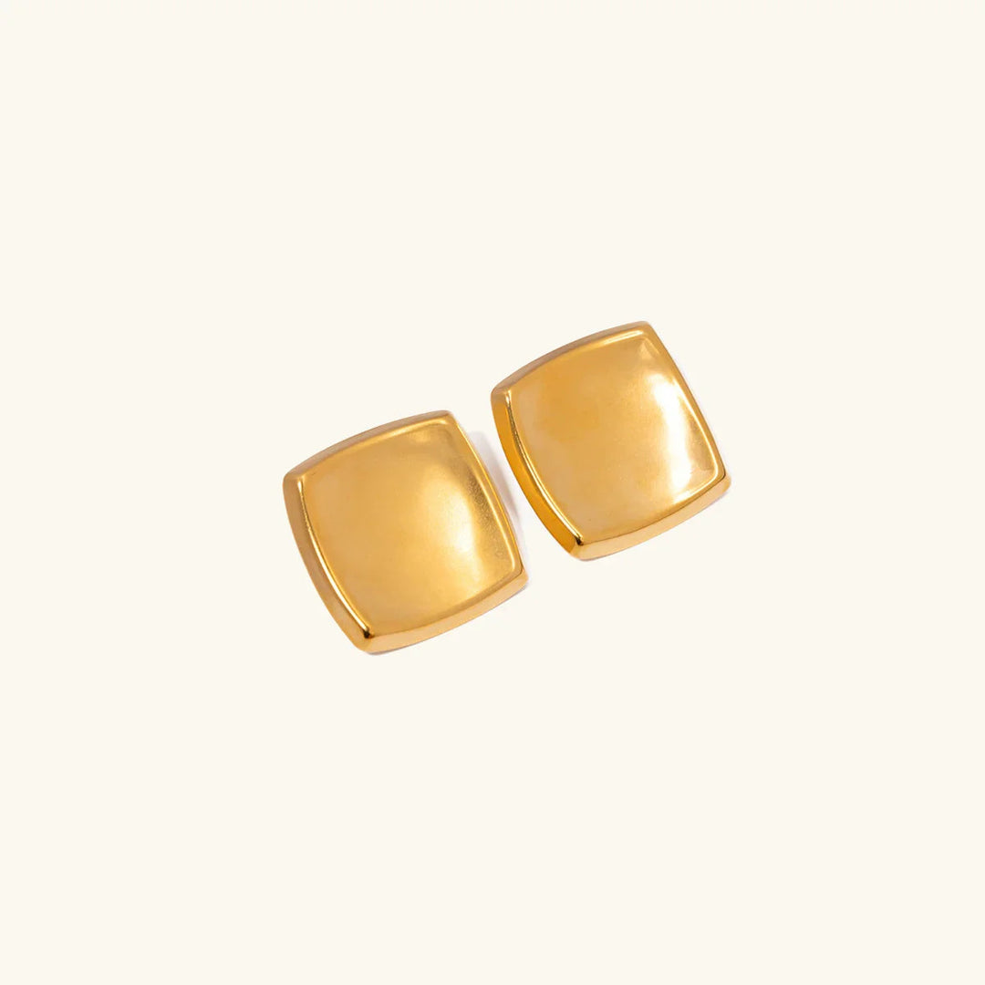 Gold-Plated Square Earrings with Waterproof Stainless Steel