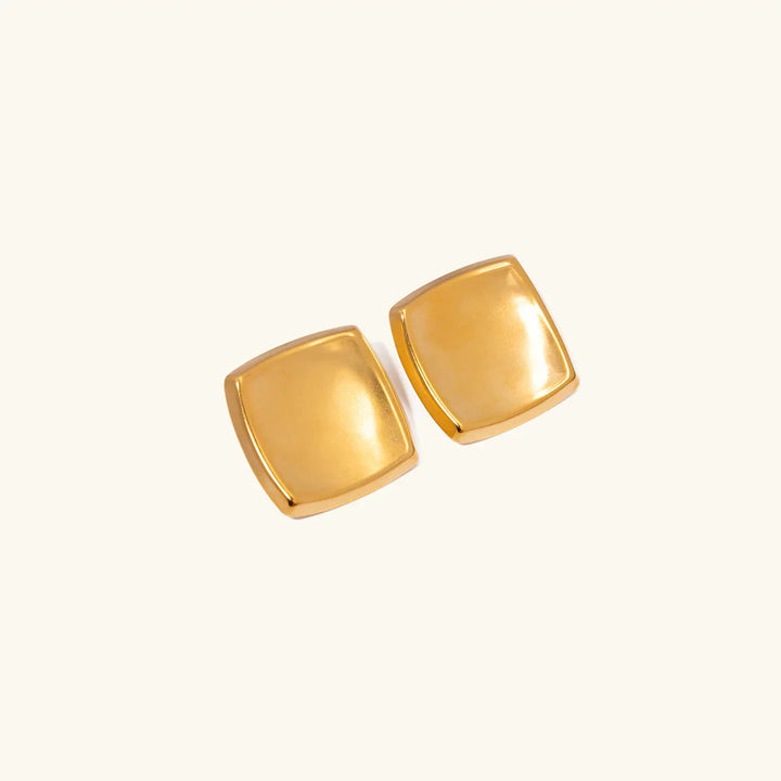 Gold-Plated Square Earrings with Waterproof Stainless Steel