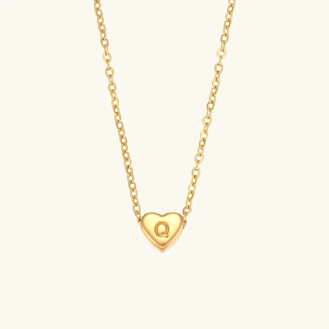 Gold-Plated Heart Initial Necklace