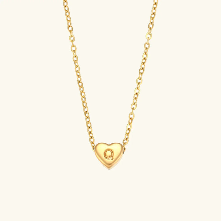 Gold-Plated Heart Initial Necklace