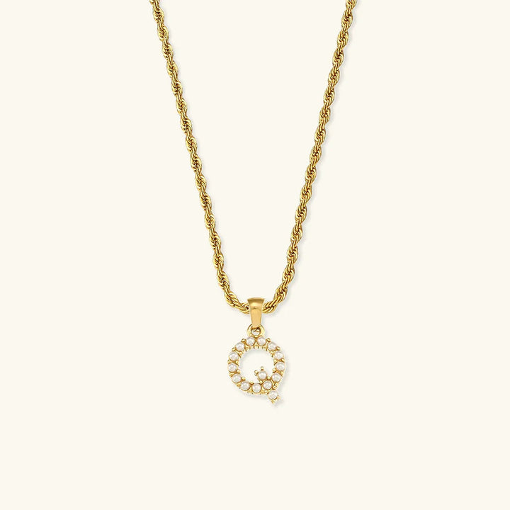 Gold-Plated Initial Letter Necklace with Freshwater Pearls