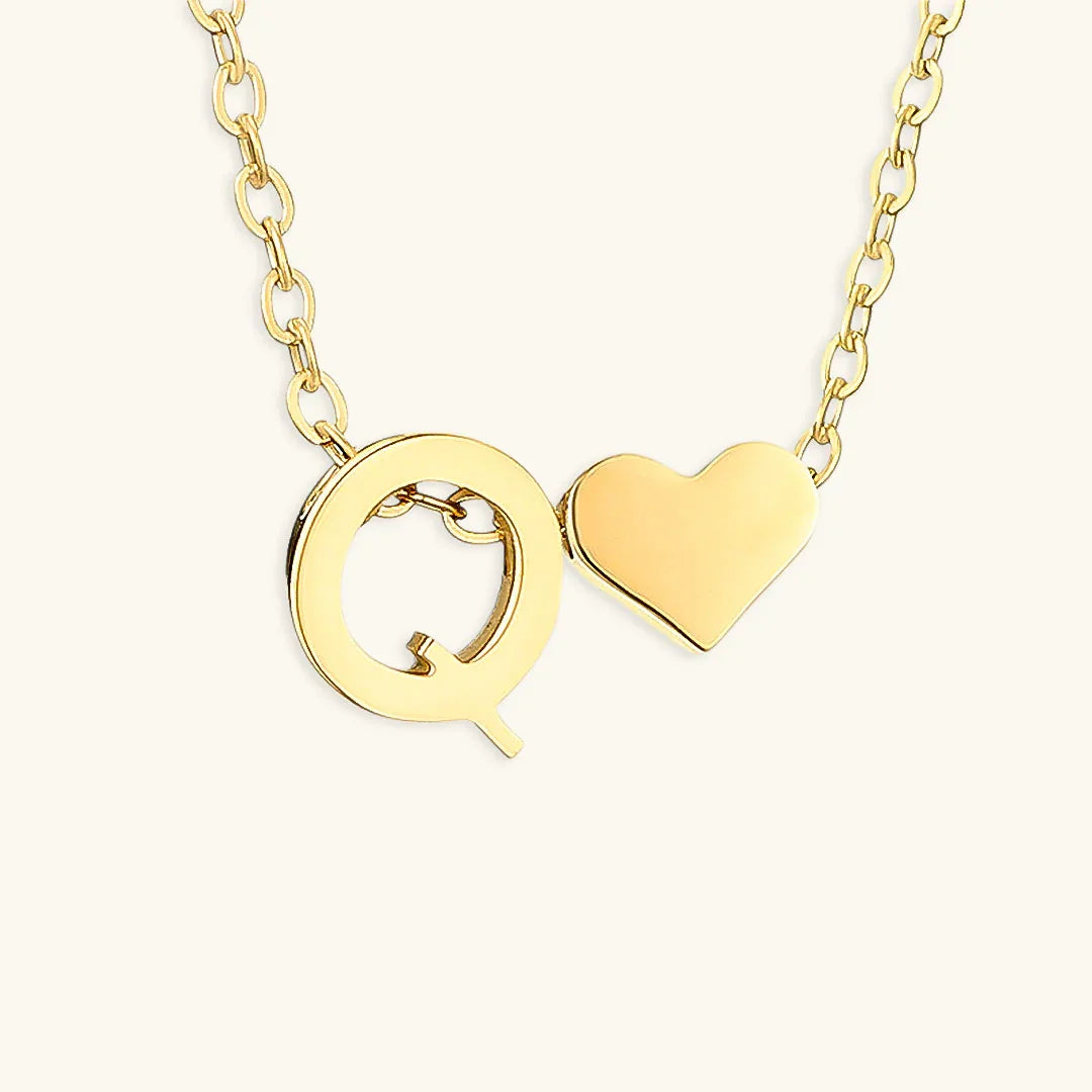 Gold-Plated Initial Heart Pendant Necklace