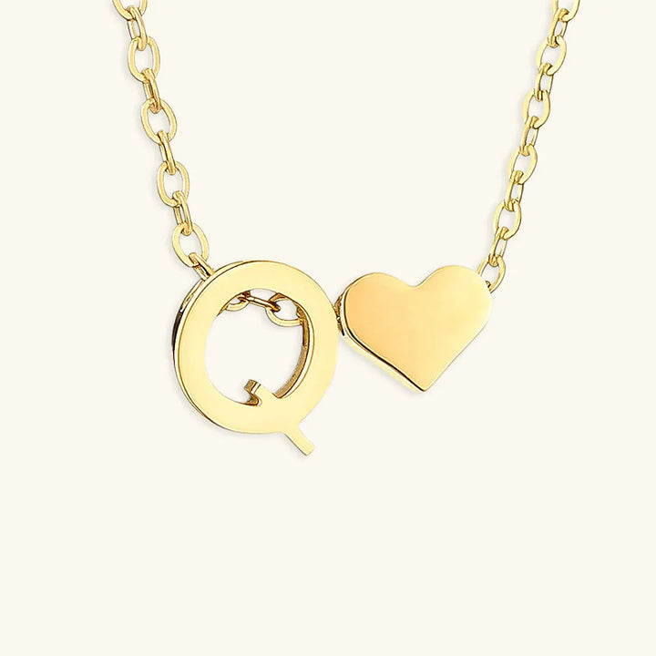Gold-Plated Initial Heart Pendant Necklace