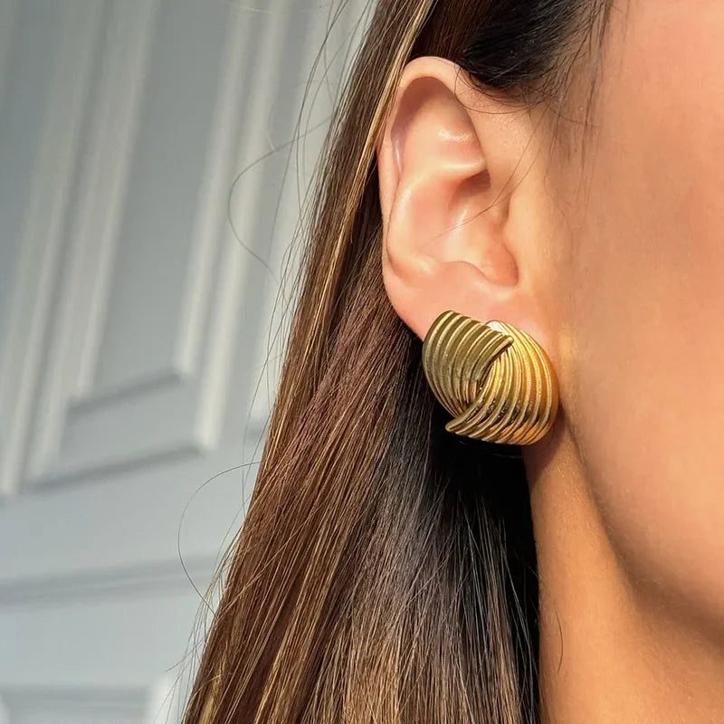 Gold-Plated Textured Intertwined Wing Earrings