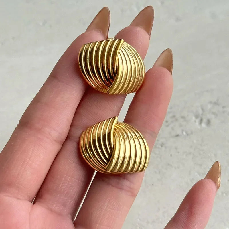Gold-Plated Textured Intertwined Wing Earrings