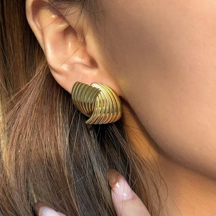Gold-Plated Textured Intertwined Wing Earrings
