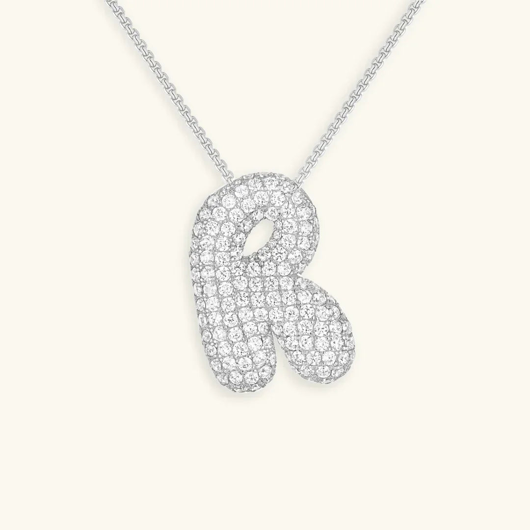 Gold-Plated Bubble Initial Diamond Necklace