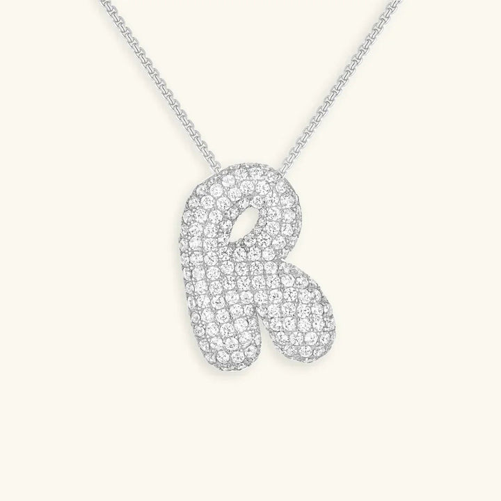 Gold-Plated Bubble Initial Diamond Necklace