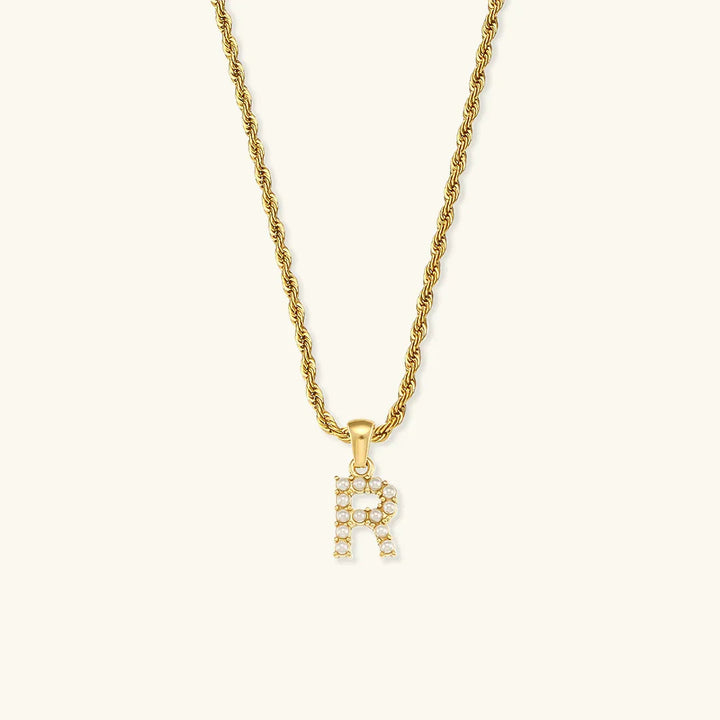 Gold-Plated Initial Letter Necklace with Freshwater Pearls