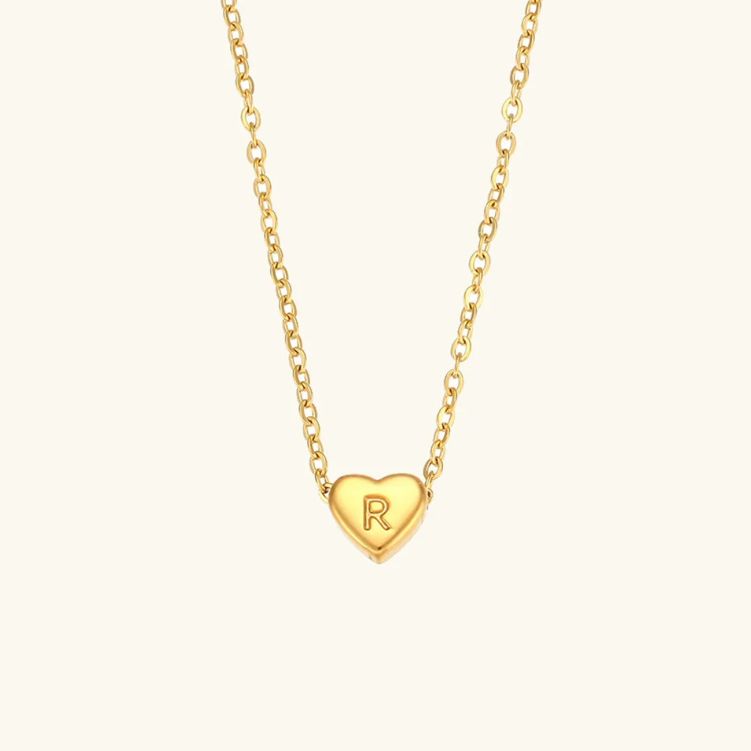 Gold-Plated Heart Initial Necklace