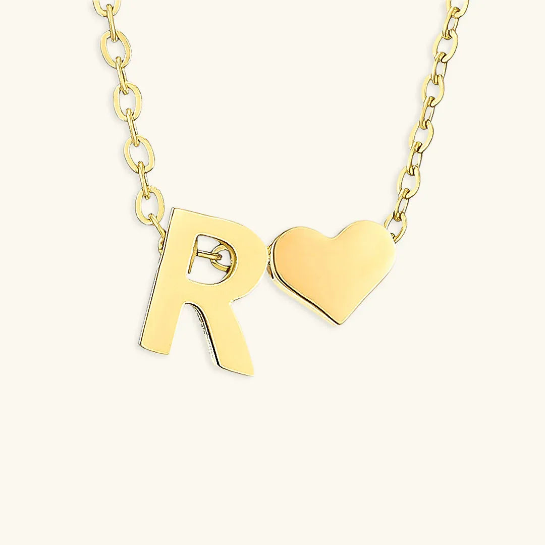 Gold-Plated Initial Heart Pendant Necklace