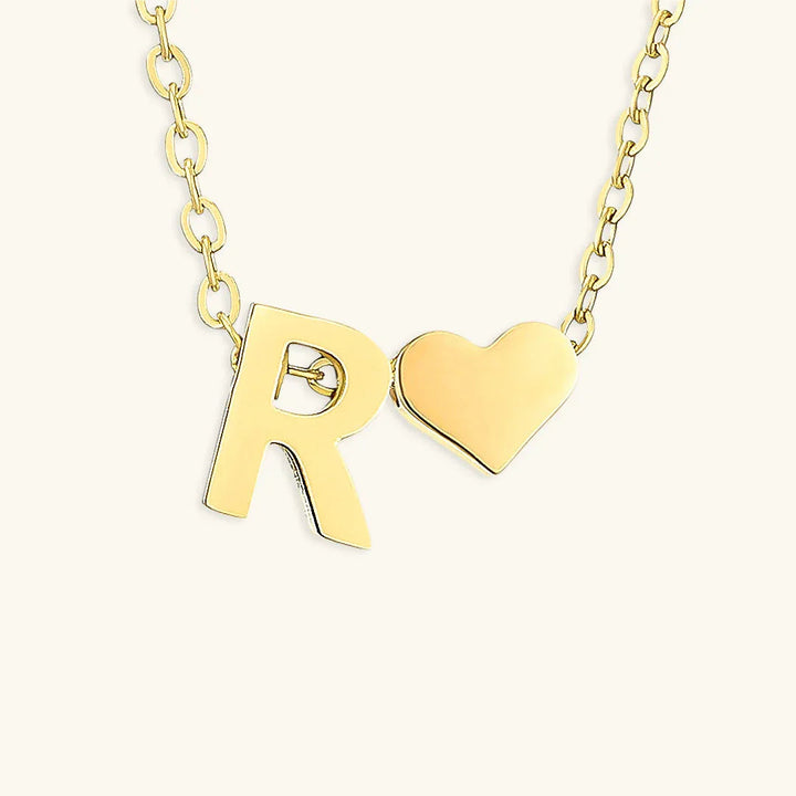 Gold-Plated Initial Heart Pendant Necklace