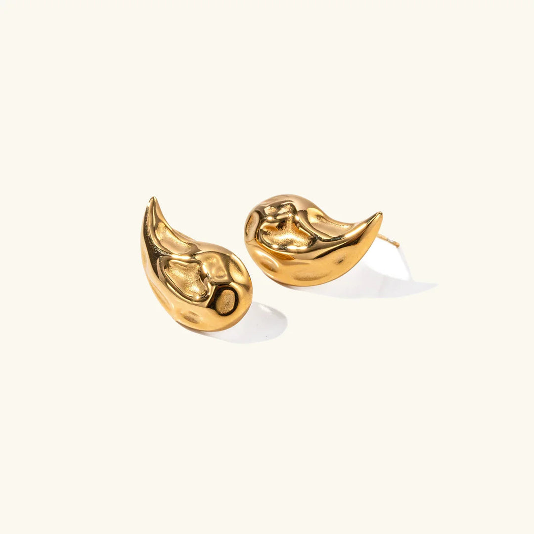 Gold-Plated Hammered Teardrop Earrings
