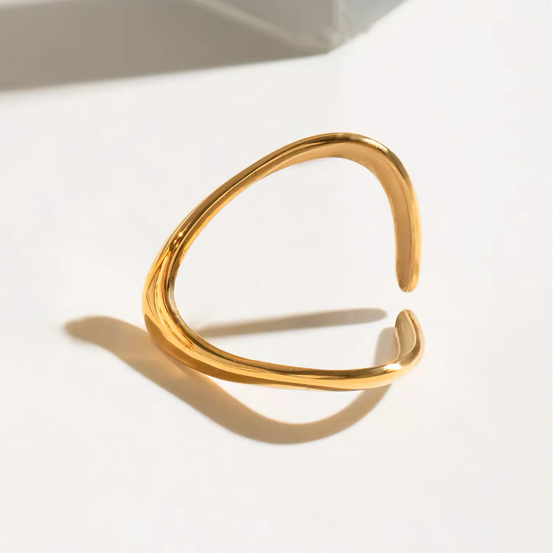Gold-Plated Arc Open Ring for Women